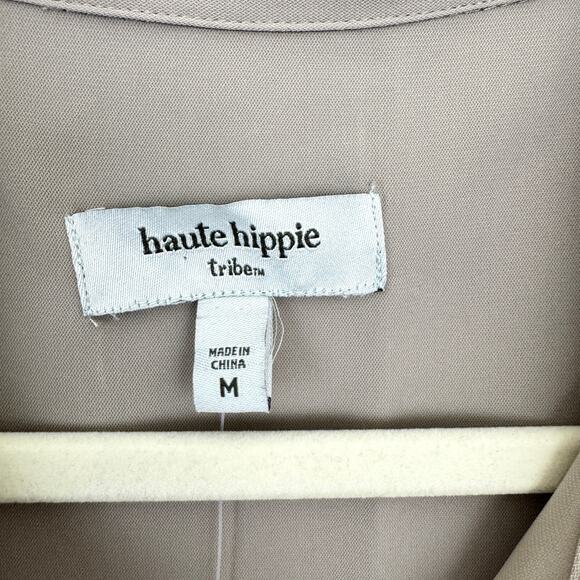 Haute Hippie Tribe Womens Flowy Sleeveless Blouse Size M Asymmetrical Neutral - Picture 2 of 7